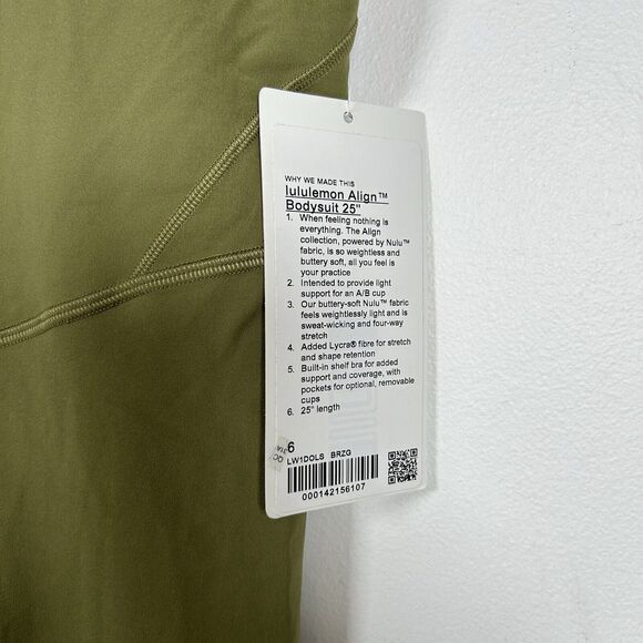 NW Lululemon Align Bodysuit 25" Bronze Green Legging Jumpsuit Size 6 - Picture 3 of 6